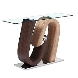 Pegane Console / Table console en acier argenté et MDF coloris marron - Longueur 120 x Profondeur 40 x Hauteur 76 cm