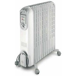 DeLonghi radiateur à bain d'huile mobile avec 3 niveaux puissance 900W 1600W 2500W gris très clair