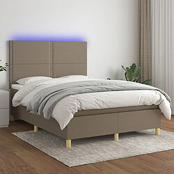 Sommier à lattes,Cadre à lattes de lit et matelas et LED pour Adulte Taupe 140x190cm Tissu -MN35902