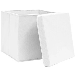 Avis Maison Chic Ensemble de 10 Boîtes de rangement,Boîtes de stockage avec couvercle Blanc 32x32x32cm Tissu -MN130527