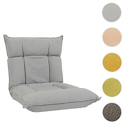 Mendler Fauteuil de sol HWC-N44, fauteuil de relaxation Coussin de sol Canapé de sol Fauteuil pliant 6 positions de relaxation, structure stable en velours ~ gris clair