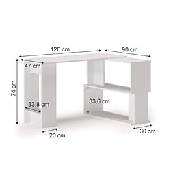 Mpc Bureau blanc en forme de L 120 x 74 x 90 cm (LxHxP