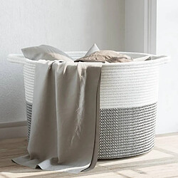 vidaXL Panier à linge gris et blanc Ø55x36 cm coton