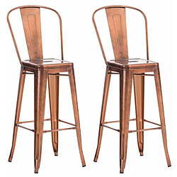 Decoshop26 Lot de 2 tabourets de bar en métal cuivré style industriel dossier haut repose-pieds TDB10292