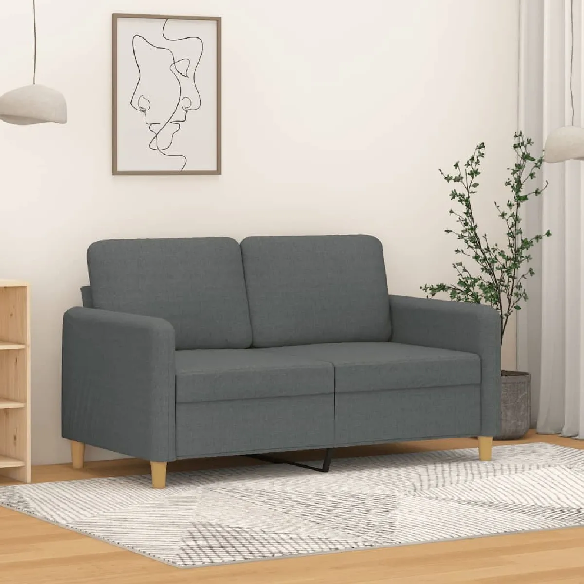 Maison Chic Canapé à 2 places,Sofa de Salon,Canapé droit Gris foncé 120 cm Tissu -GKD232526