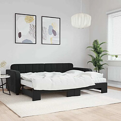 Maison Chic Lit d'appoint | Lit de jour avec lit gigogne | Lit de repos et matelas noir 80x200 cm velours -GKD60562