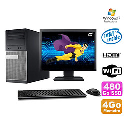 Lot PC Tour DELL 3010 MT G2020 Graveur 4Go 480Go SSD HDMI Wifi W7 + Ecran 22" - Occasion