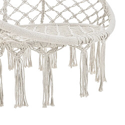 Siège Rond Hamac Chaise Suspendue à Franges Jusqu'à 150kg avec 4 Cordes d'Attache pour Intérieur Extérieur Diamètre d'Assise 60cm Crème [casa.pro] pas cher