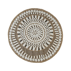 Thedecofactory JUTE RELIEF INDIAN - Tapis rond effet jute motifs en relief blanc diamètre 120 