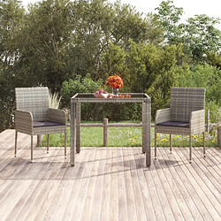 vidaXL Chaises de jardin avec coussins lot de 2 Résine tressée Gris