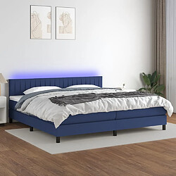 vidaXL Sommier à lattes de lit et matelas et LED Bleu 200x200 cm Tissu 