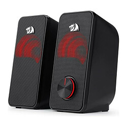 Haut-parleur stéréo 2.0 Redragon STENTOR (GS500) 2x5W pour ordinateur avec rétroéclairage rouge, alimenté par USB & jack 3,5 mm 