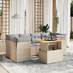 vidaXL Salon de jardin avec coussins 7 pcs beige résine tressée 