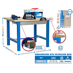 Simon Rack SimonRack - Etabli 865x1800x750mm Gris - BT6 PLYWOOD BOX 1800