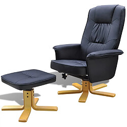 vidaXL Fauteuil avec repose-pied Noir Similicuir