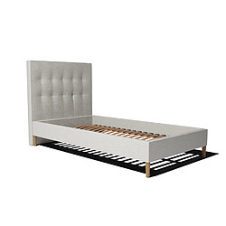 Morphea France Ensemble lit + tête de lit 90x200cm - Blanc - Collection Léa - Morphea