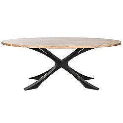 Pegane Table de salle à manger, table de repas en bois d'acacia coloris naturel et métal noir - longueur 200 x profondeur 110 x hauteur 76 cm