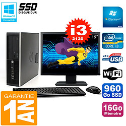 PC HP Compaq 8300 SFF Ecran 19" Core I3-2120 RAM 16Go Disque 960 Go SSD Wifi W7 · Occasion 