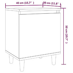 vidaXL Tables de chevet pieds en bois 2 pcs Chêne marron 40x30x50 cm pas cher