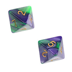 10pcs 8 sided dés d8 dés poliédrique pour les jeux de table des donjons et des dragons vert violet