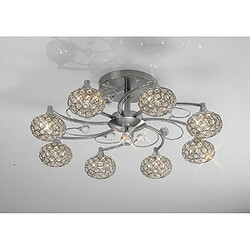 Luminaire Center Semi Plafonnier Cara 8 Ampoules nickel satiné/cristal