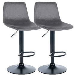 Non Lot de 2 tabourets de bar Divo velours noir