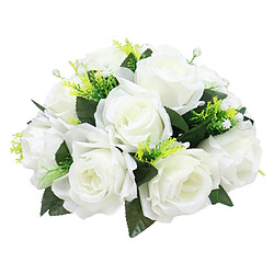 26cm Réaliste Artificielle Rose Fleurs Boule 15 Têtes De Mariage Bouquet Décor Blanc Rouge Bouquets de fleurs de table bricolage petite fête de la Saint-Valentin