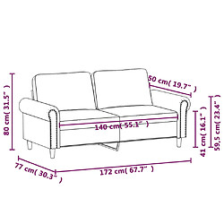 vidaXL Canapé à 2 places Jaune 140 cm Velours pas cher