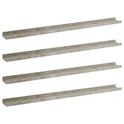 Maison Chic Lot de 4 Étagères murales,Étagère Rangement flottate Gris béton 100x9x3 cm -MN67007