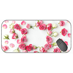 Universal (750x300x3) Long XXL Mousepad, fleur de fleur de fleur rose Mousepad en caoutchouc non glissant