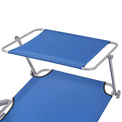 Avis vidaXL Chaise longue avec auvent Acier Bleu