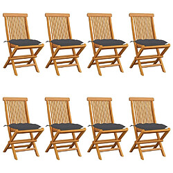 Maison Chic Lot de 8 Chaises de jardin,Fauteuil d'extérieur avec coussins anthracite Teck massif -MN17841