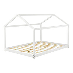 Avis Lit d'Enfant Forme Maison Cerro avec Matelas Mousse à Froid 140 x 200 cm Blanc [en.casa]