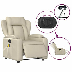 Maison Chic Fauteuil Relax pour salon, Fauteuil de massage inclinable électrique crème similicuir -GKD20190 pas cher