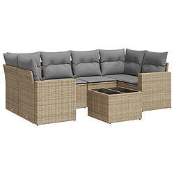 vidaXL Salon de jardin avec coussins 7 pcs beige résine tressée