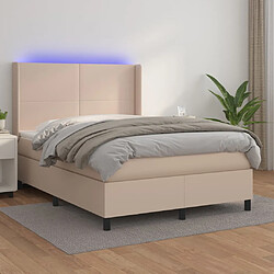 vidaXL Sommier à lattes de lit matelas LED Cappuccino 140x200 cm 