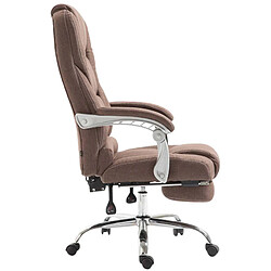 Decoshop26 Fauteuil de bureau sur roulettes avec repose-pieds et hauteur ajustable pivotant en tissu marron 10_0002586