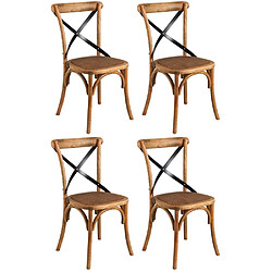 Aubry Gaspard Chaise bistrot en hêtre vieilli Lot de 4. Chaise bistrot en hêtre vieilli Lot de 4