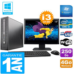 PC HP EliteDesk 800 G1 SFF Core I3-4130 4Go Disque 250 Go Wifi W7 Ecran 19" - Occasion