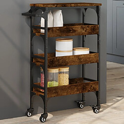 Maison Chic Desserte de cuisine | Chariot de cuisine | Meuble de rangement roulant chêne fumé 53x20x76 cm bois d'ingénierie -GKD98539