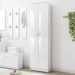 vidaXL Garde-robe de couloir Blanc brillant Bois d'ingénierie