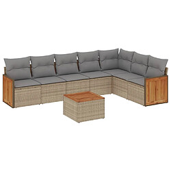 vidaXL Salon de jardin avec coussins 8 pcs beige résine tressée