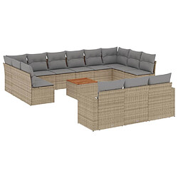 vidaXL Salon de jardin avec coussins 14 pcs beige résine tressée