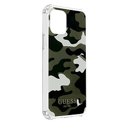 Guess Maroquinerie Coque iPhone 12 et 12 Pro avec Dragonne Motif Camouflage Guess vert