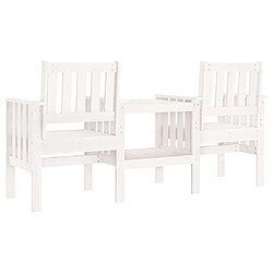 Maison Chic Banc de jardin 2 places | Banquette de jardin avec table | Chaise Relax blanc bois massif de pin -MN71508 pas cher