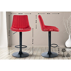 Non Lot de 2 tabourets de bar Toni tissu noir