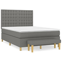 vidaXL Sommier à lattes de lit avec matelas Gris foncé 140x200cm Tissu