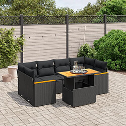 Maison Chic Ensemble Tables et chaises d'extérieur 7pcs avec coussins,Salon de jardin noir résine tressée -GKD536449