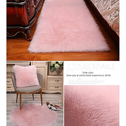 LUUCOZK Tapis moelleux en fausse fourrure, tapis à poils longs pour chambre à coucher, salon, rose-60x120CM pas cher