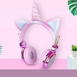 GUPBOO Casque sans fil Licorne de dessin animé avec micro pour enfants Casque filaire avec micro 